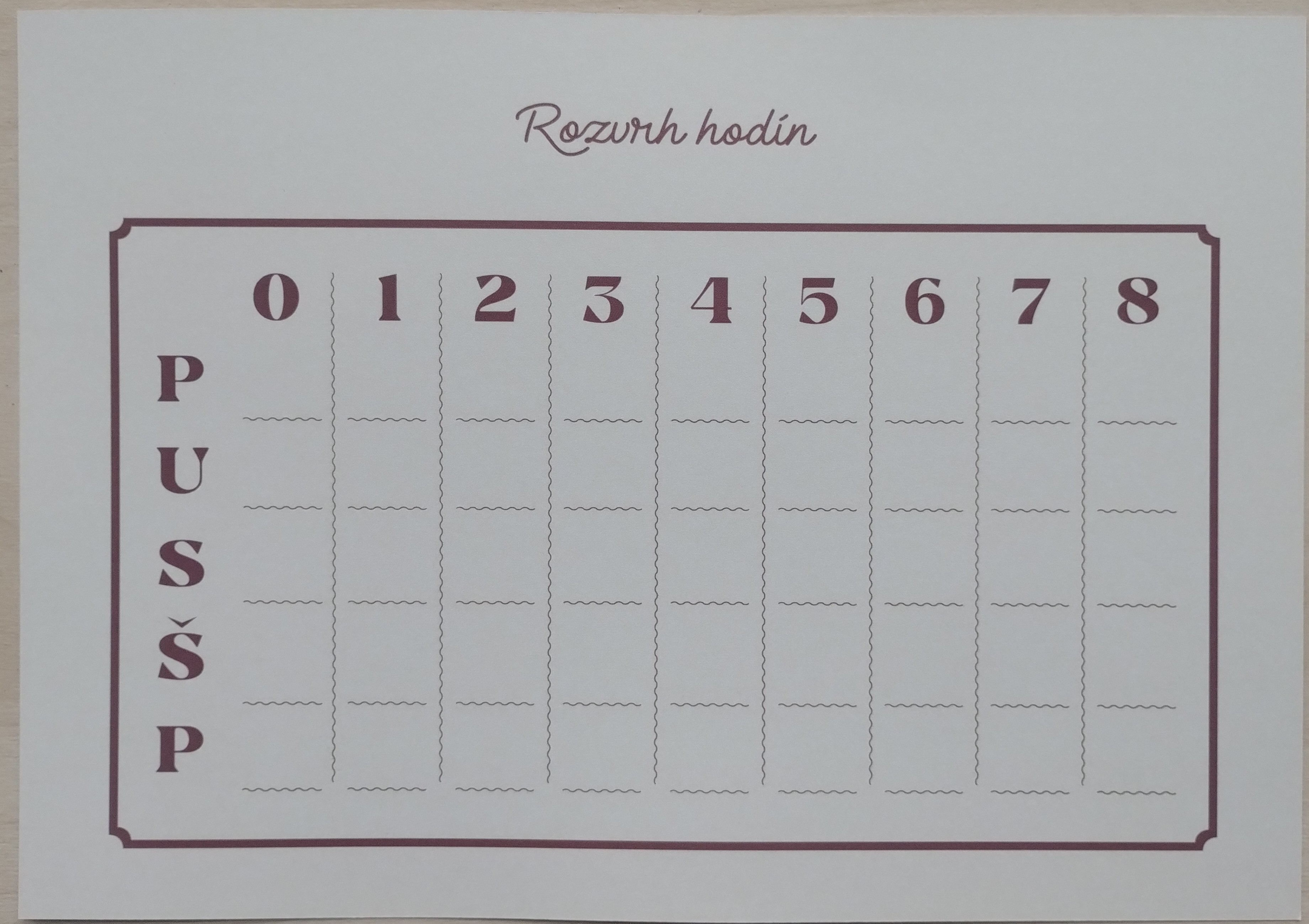 Rozvrh hodín Zmrzlinka A5 100ks